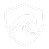 Shield with wave inside symbolizing strong ocean going people 