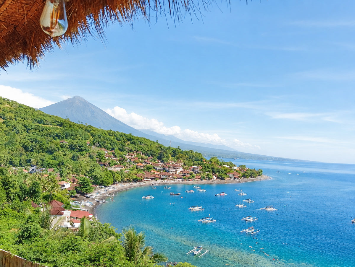 The classic Jemeluk Bay photo with Mt. Agung Volcano in the background.