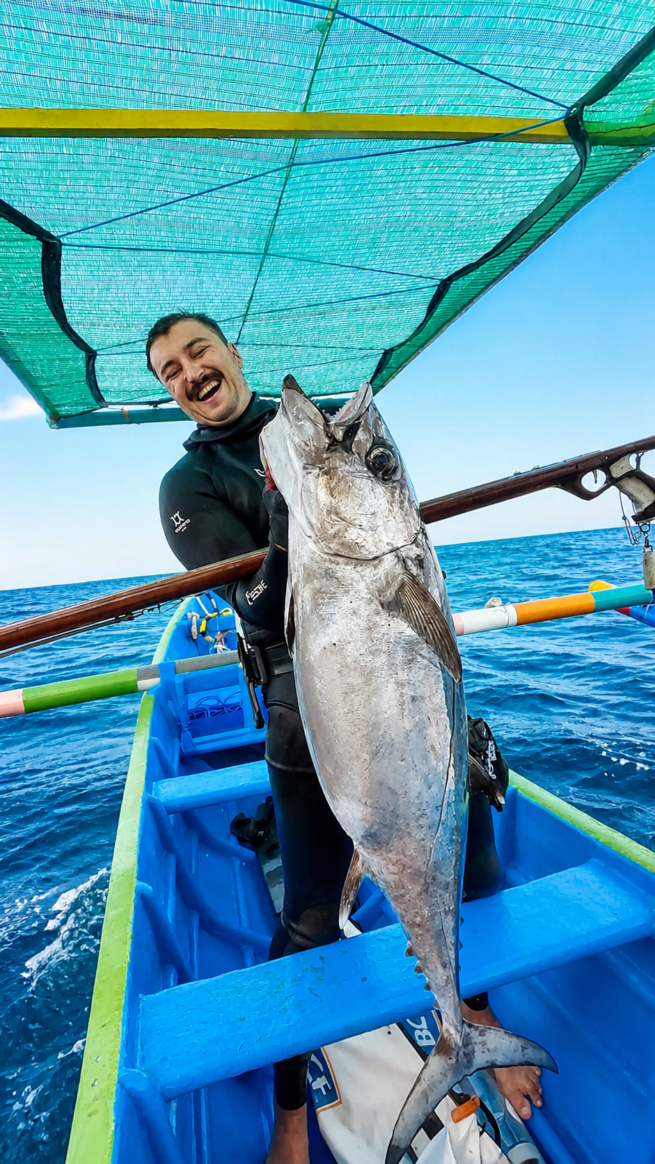 Gili Selang Dogtooth Tuna speared by Aquatix spearfishing guide Reeve at Gili Selang