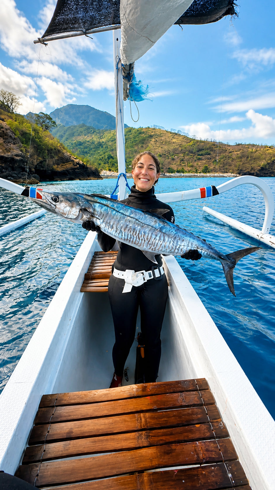 Natasha with her first Balinese Spanish Mackerel.